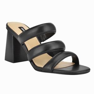 Nine West Yeat Heeled Slides - Black - Ireland (BT8410732)